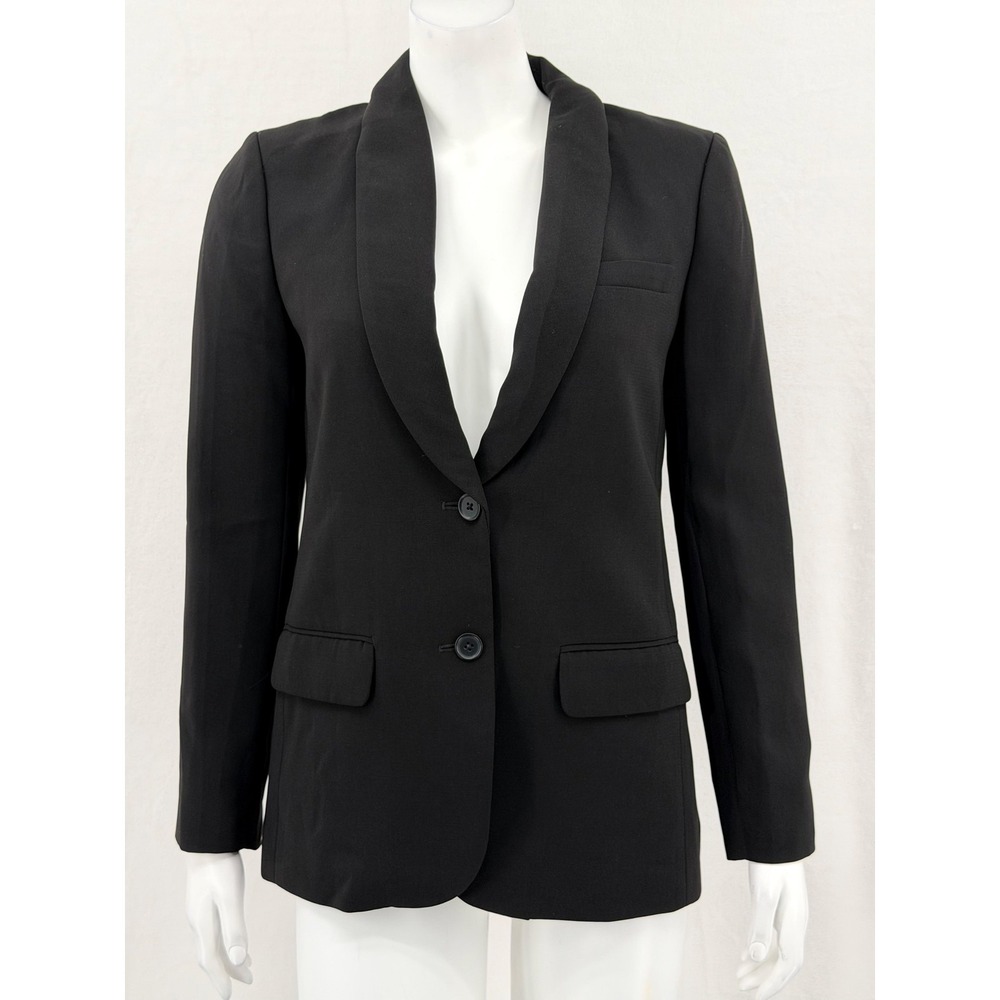 J Crew Blazer Womens 4 Black Shawl Collar Jacket Minimalist Career Preppy Office